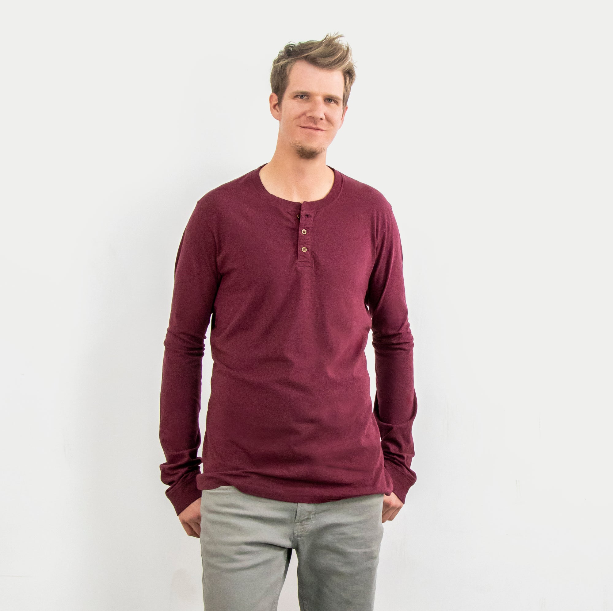 Large Tall Long Sleeve Shirt  Long Sleeve Henley - Redwood Tall